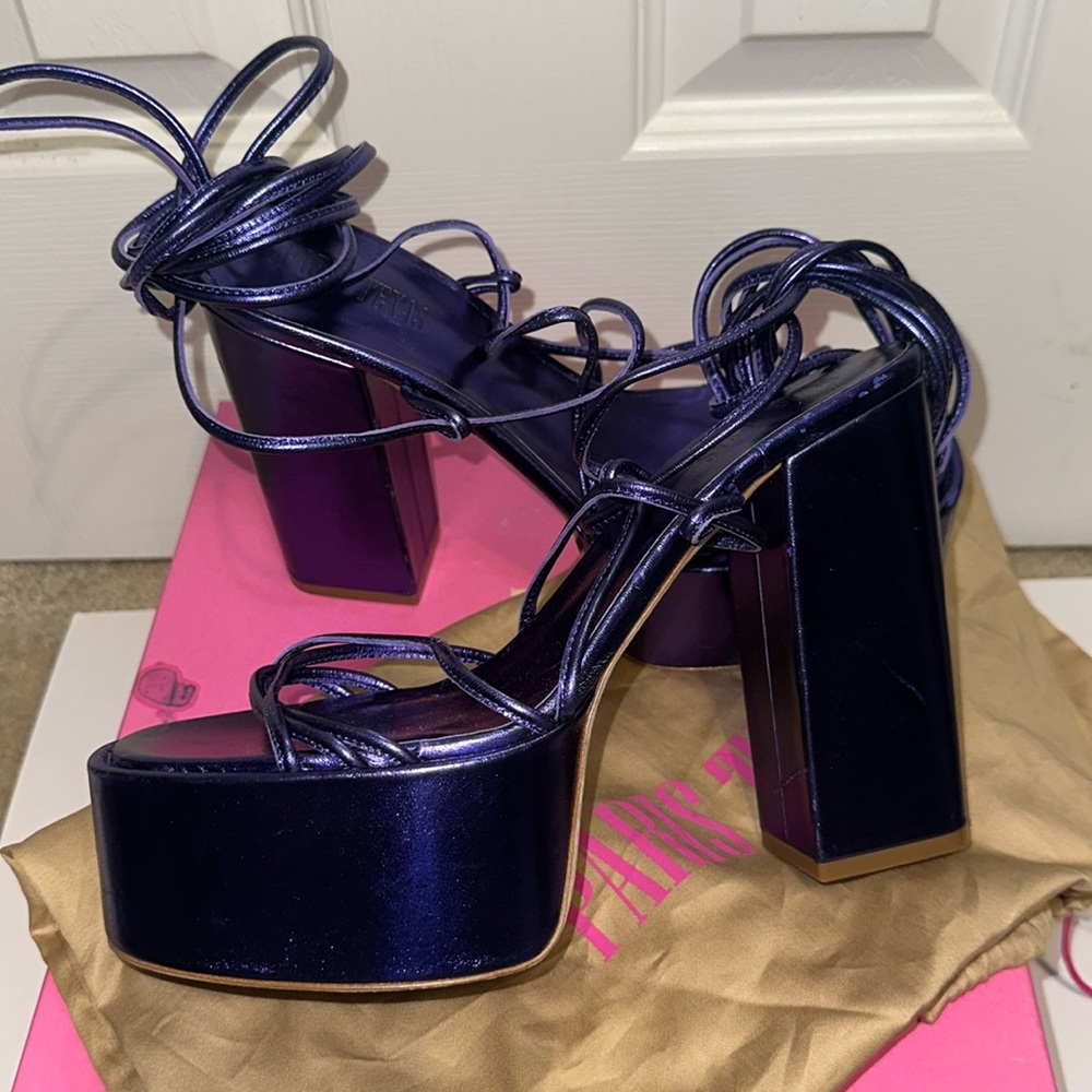 Paris Texas Metallic Nappa Malena Platform Sandal